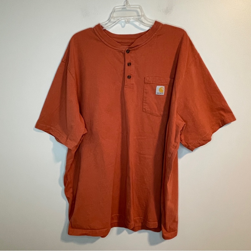 Carhartt Orange Heavyweight Henley Short Sleeve Tee